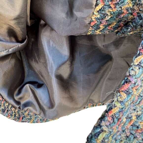 Requirements Boucle Tweed Academia Womens Green Textured Button-Up Jacket Blazer - Picture 6 of 7